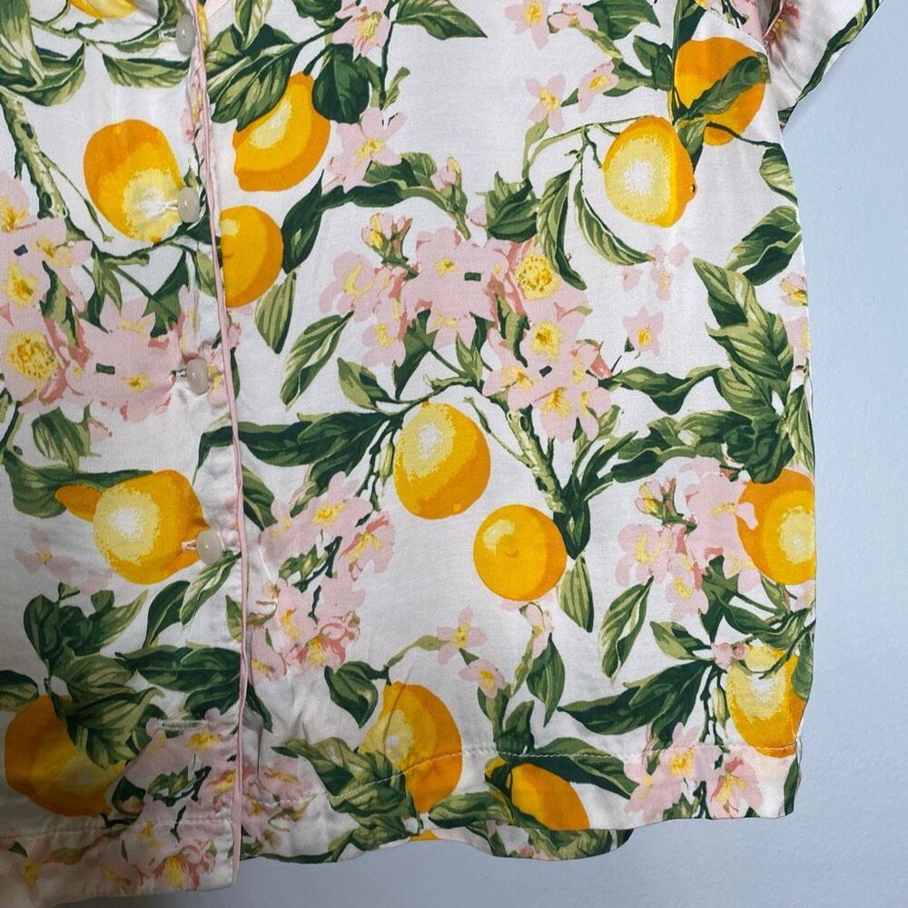 Anthropologie Lemon Print Short Sleeve Pajama Set M - Picture 6 of 7